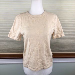 Madewell Cream Palm Tree Textured Jacquard T-Shirt Top Festival Classic Relaxed